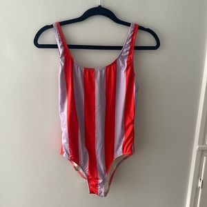 Solid & Striped low back one piece bathing suit